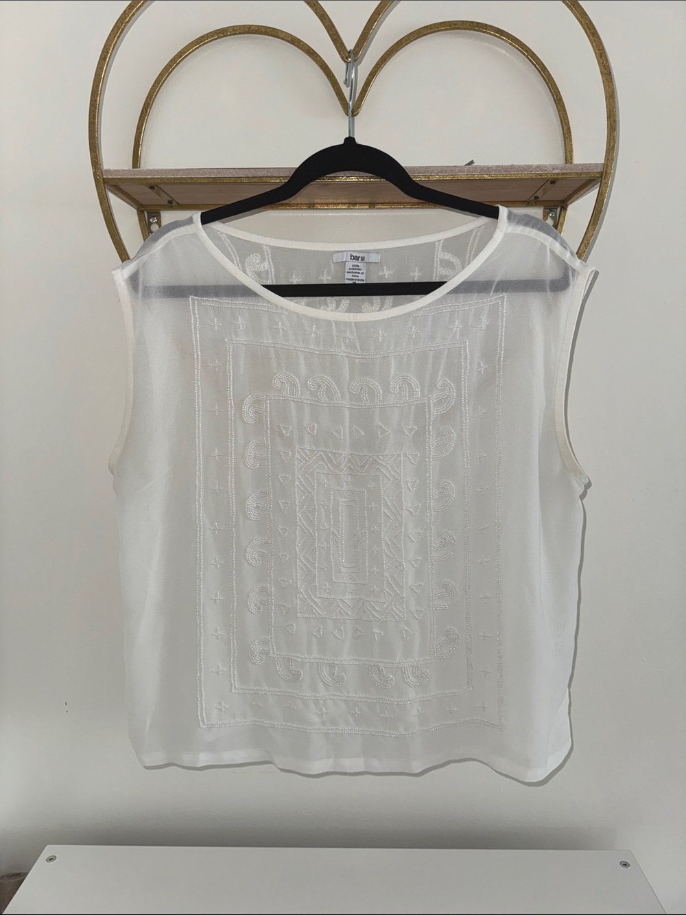 Bar III Beaded sheer Overlay top